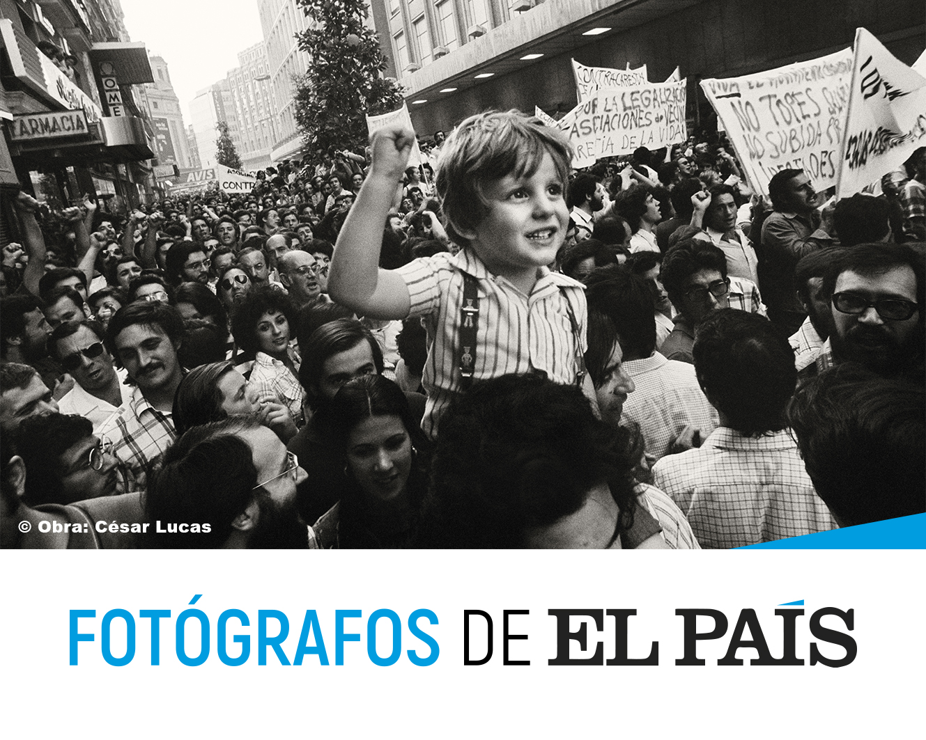 Detalle de la gráfica de la muestra "Fotógrafos de EL PAÍS" en el MAC Florencio de la Fuente en Huete, que muestra una fotografía de César Lucas.